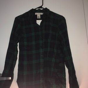 H&M NWT L.O.G.G. Green & Navy Flannel Shirt